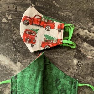 Christmas trucks and trees child mask